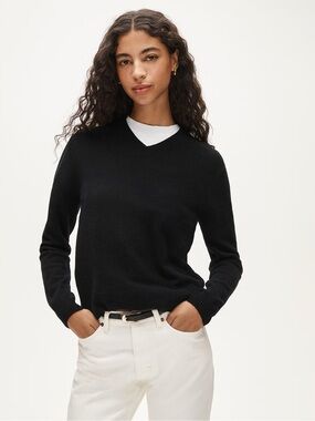 NWT J Crew Cashmere High V Neck Sweater Size L